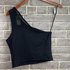 Express Women's One Shoulder Black Crop Top Size M Casual Summer